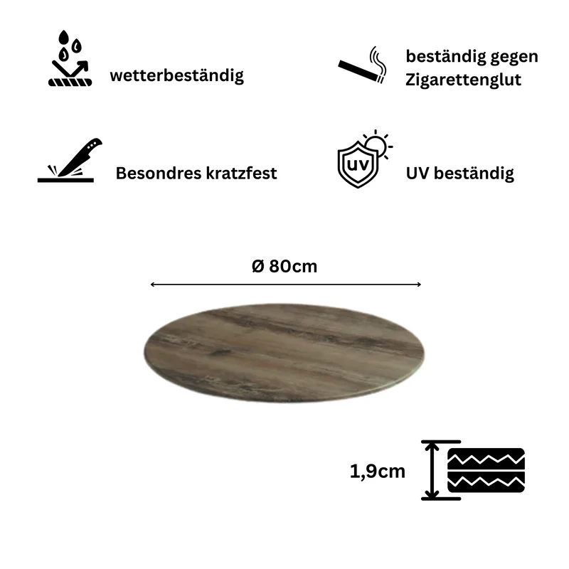 Table Top Topalit Ø80x ST 1,9 cm - Timber