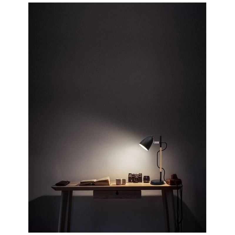 B-Ware NOVA LUCE Tischleuchte Lampe ALINA Holz Schwarz Schreibtischleuchte E27 LED 42cm