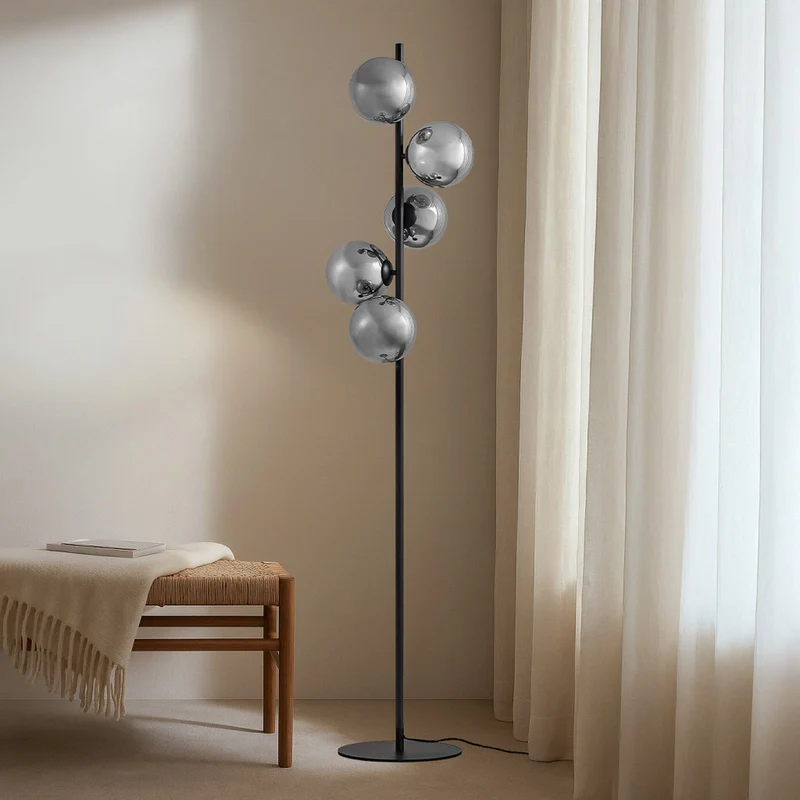 Lindby Stehleuchte Lampe Orbelia Glas schwarz 5-flammig LED SIEHE TEXT/FOTO