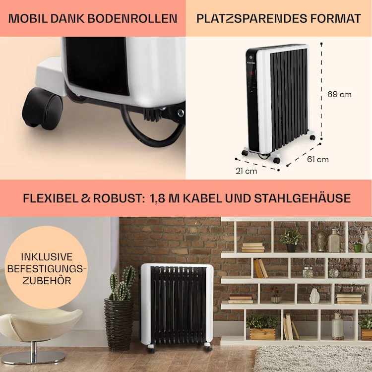 D-Ware Klarstein Thermaxx 2500 Ölradiator Elektroheizung Mobile Heizung DEFEKTWARE