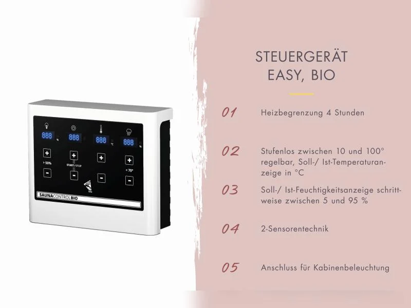 Norlinio Saunahaus Patio 3, 38 mm naturbelassen -inkl. 9 kW Bioofen ext. Steuerung- inkl. Da