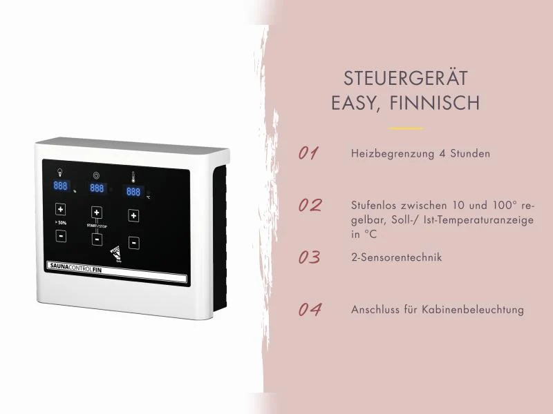 Norlinio Saunahaus Patio 2, 38 mm naturbelassen -inkl. 9 kW Ofen ext. Steuerung-, inkl. Dach