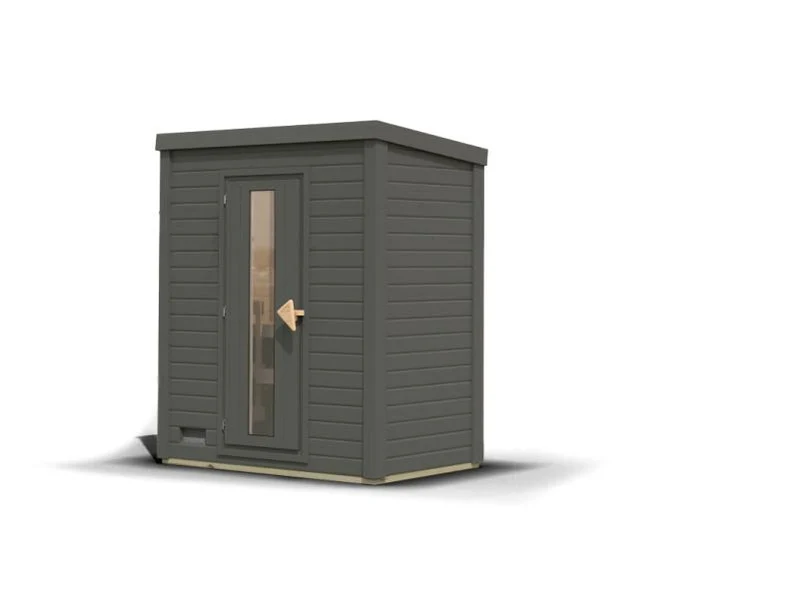 Karibu Saunahaus Hytti 0 38 mm - ohne Ofen - mit Iso-Tür, terragrau