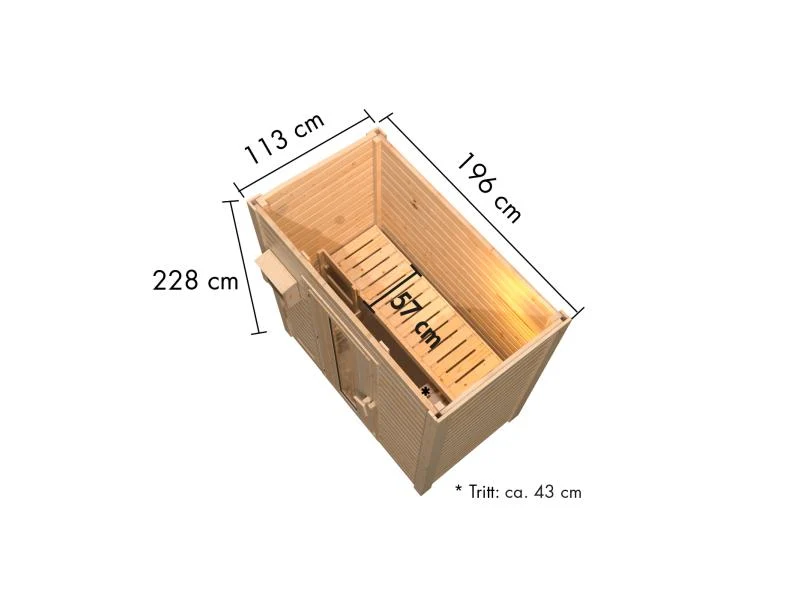 Karibu Saunahaus Hytti 0 38 mm - ohne Ofen - mit Iso-Tür, terragrau