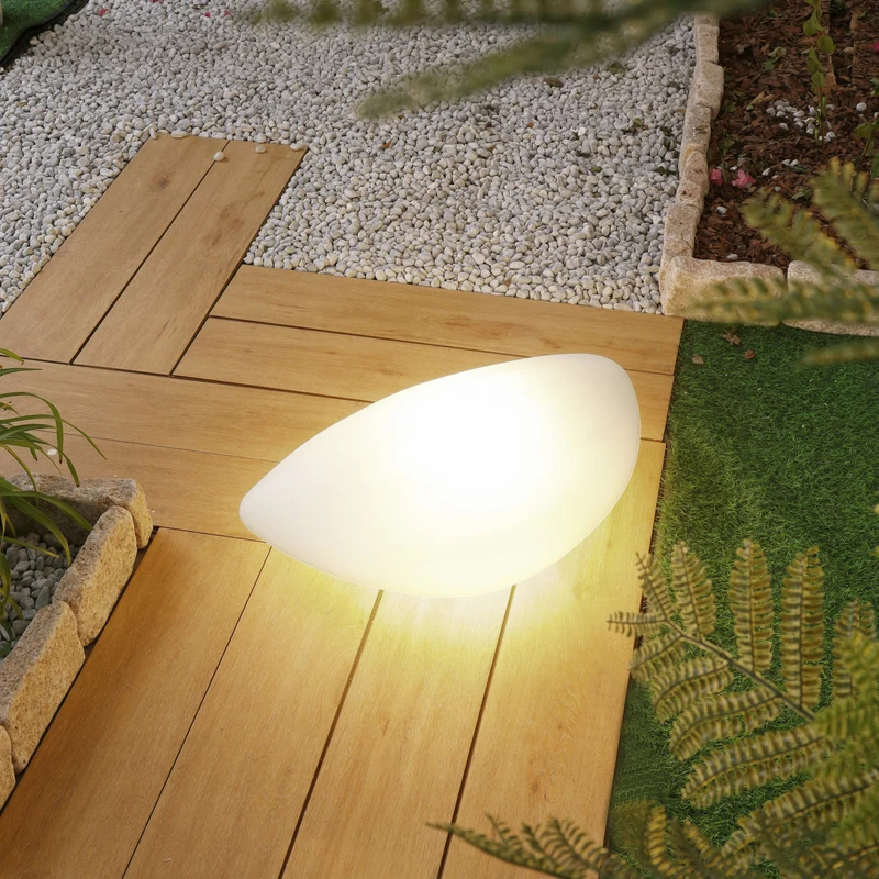 B-Ware Lindby Außenleuchte Gartenleuchte Arani LED Lampe weiß Kunststoff IP65 60x40cm
