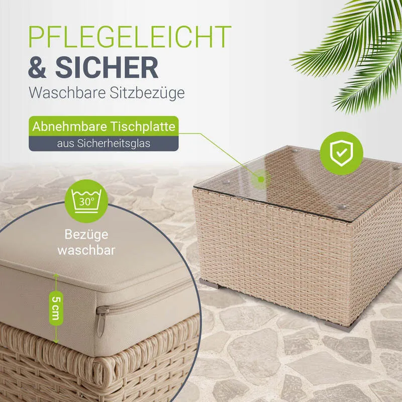 B-Ware Polyrattan Lounge Punta Cana Gartenmöbel Sitzgarnitur für 4 Personen creme sand