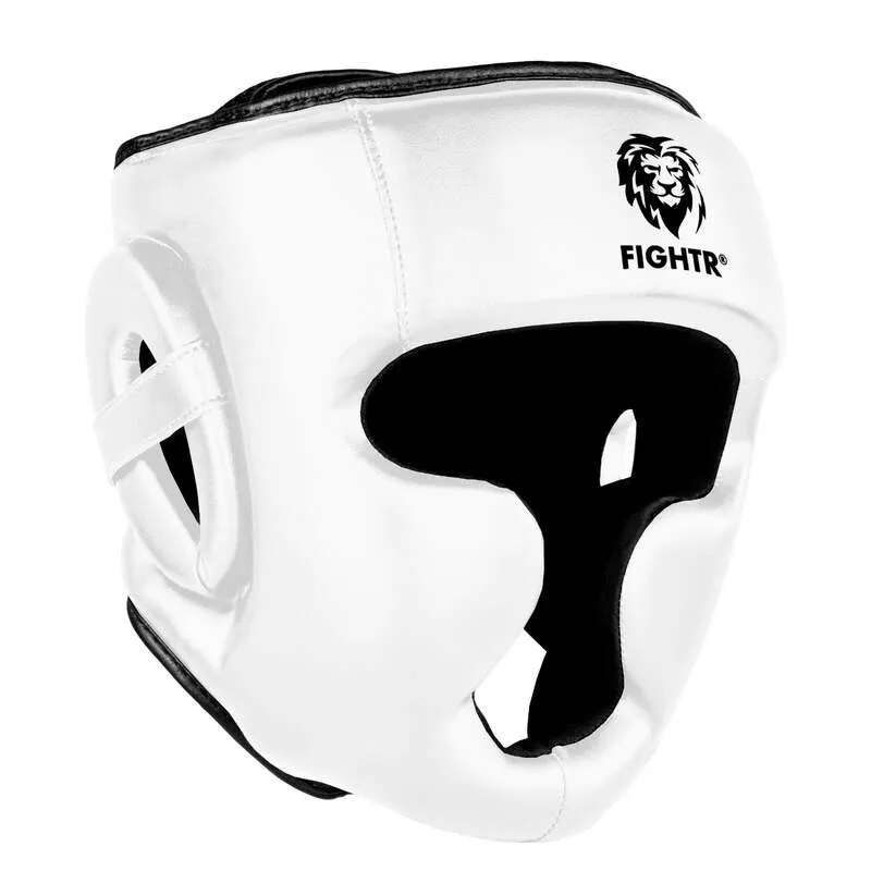 B-Ware FIGHTR Kopfschutz Core Sparring Kunstleder S/M Unisex Kampfsport Training weiß