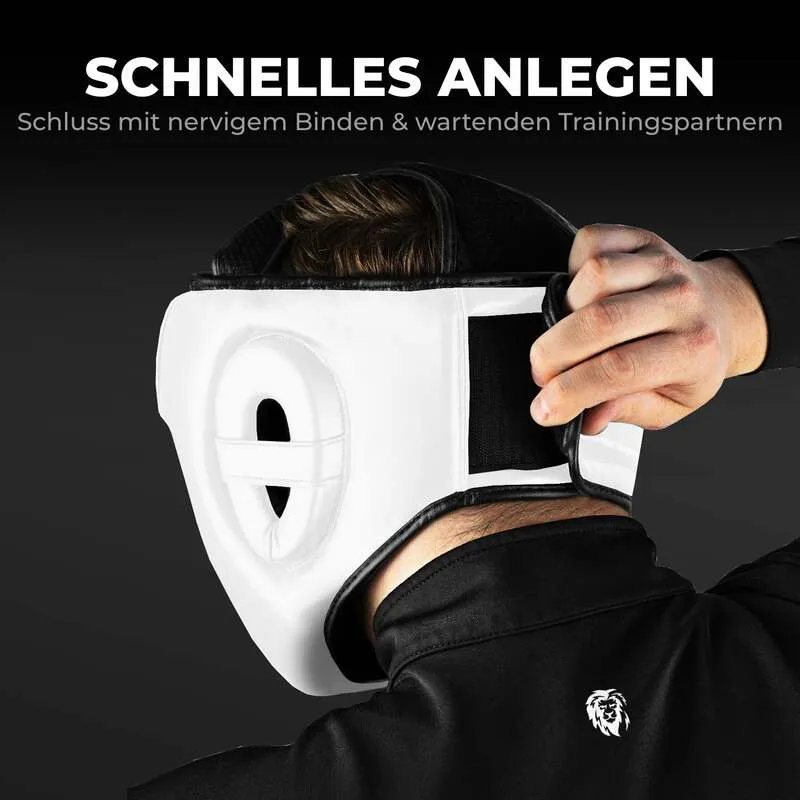 B-Ware FIGHTR Kopfschutz Core Sparring Kunstleder S/M Unisex Kampfsport Training weiß