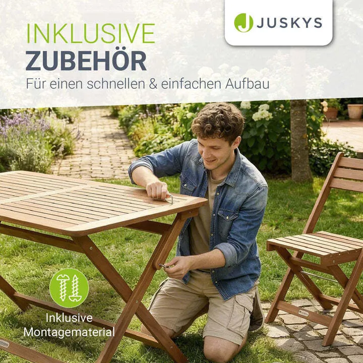 B-Ware Gartenmöbel Set Rimini Akazienholz Gartengarnitur 5-teilig Tisch 4 Stühle Natur