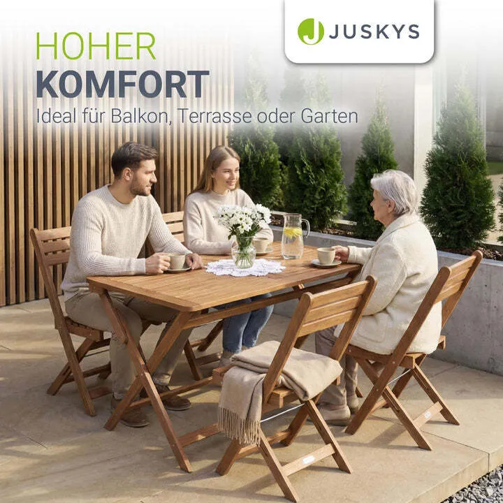 B-Ware Gartenmöbel Set Rimini Akazienholz Gartengarnitur 5-teilig Tisch 4 Stühle Natur