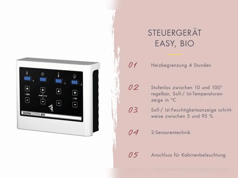 Karibu Saunahaus Hytti 0 38 mm - Ofen 9kW Bio ext. Strg. - Iso Tür, terragrau