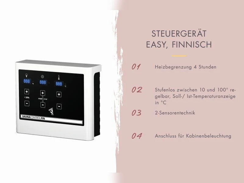 Karibu Saunahaus Laguna natur, 73 mm - inkl. 9 kW Ofen ext. Steuerung