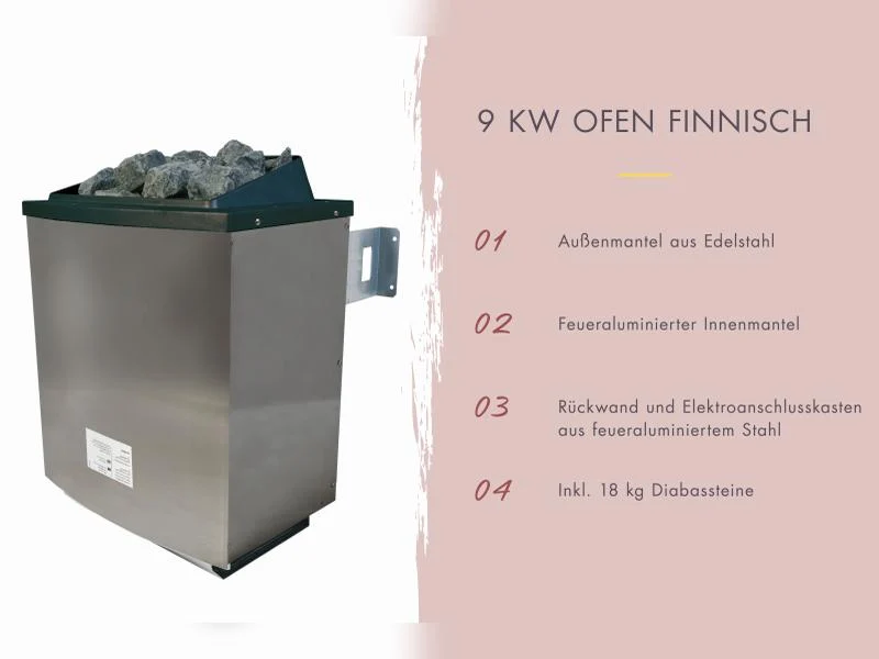 Karibu Saunahaus Laguna natur, 73 mm - inkl. 9 kW Ofen ext. Steuerung