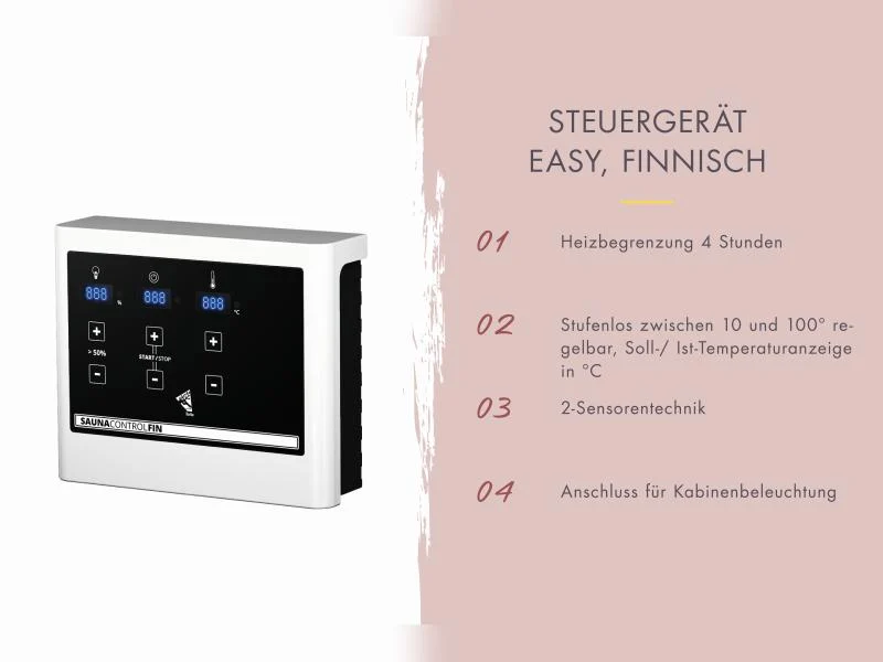 Karibu Saunahaus Laguna natur, 73 mm - inkl. 9 kW Ofen ext. Steuerung