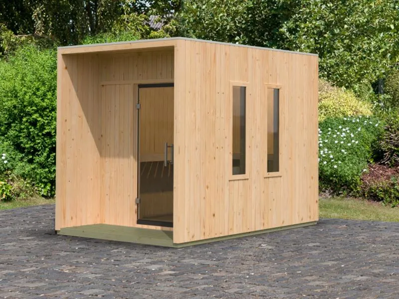 Karibu Saunahaus Laguna natur, 73 mm - ohne Ofen