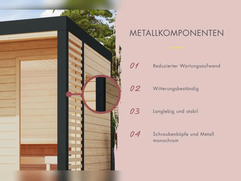 Karibu Hybrid Saunahaus Ares 3, naturbelassen/anthrazit -inkl. 9 kW Bioofen ext. Steuerung-