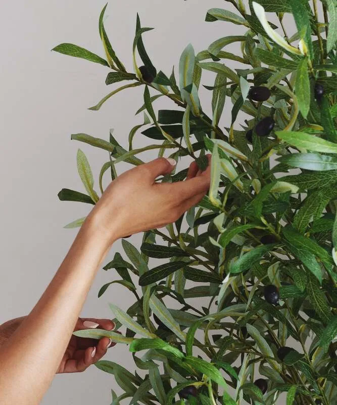 B-Ware Maia Shop Künstlicher Olivenbaum Kunstpflanze Baum 180 cm Naturholzstamm Oliven