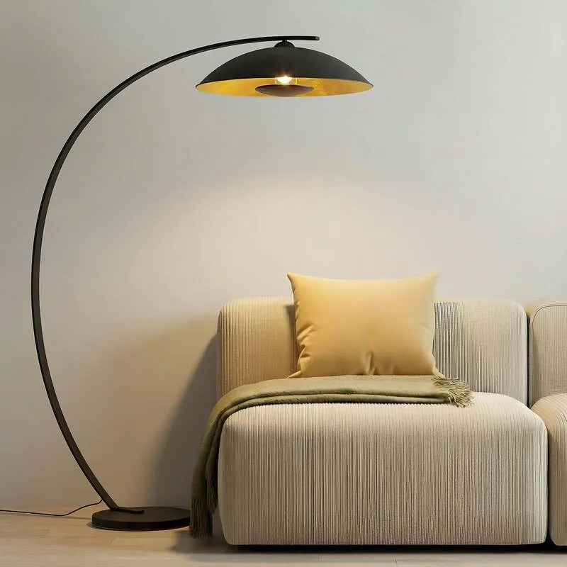 B-Ware Lindby Bogenstehlampe Stehleuchte Emilienne schwarz goldfarben Wohnzimmer La107