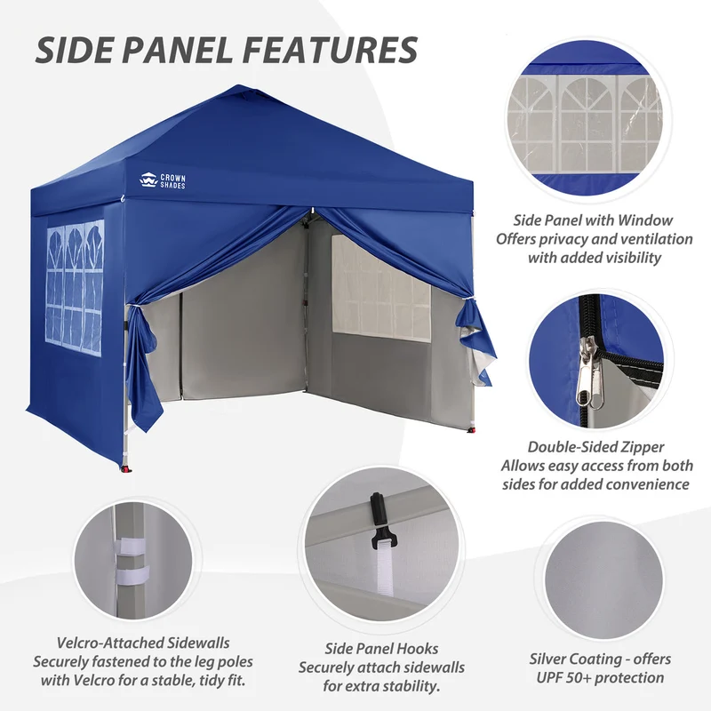B-Ware CROWN SHADES Pavillon 3x3m Faltpavillon 4 Seitenwände UV50+ Graue Version