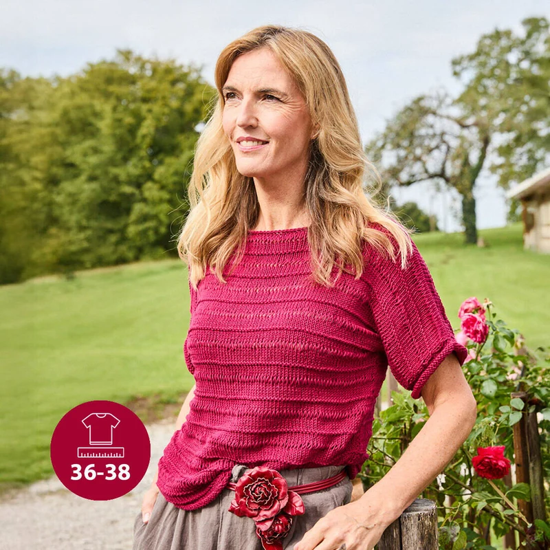 Strickset Baumwollshirt Weinrot Größe 36-38