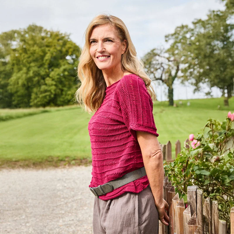 Strickset Baumwollshirt Weinrot Größe 36-38