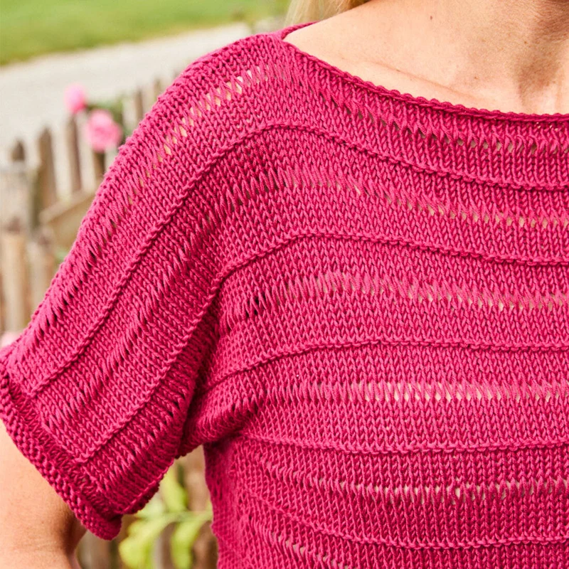 Strickset Baumwollshirt Weinrot Größe 36-38