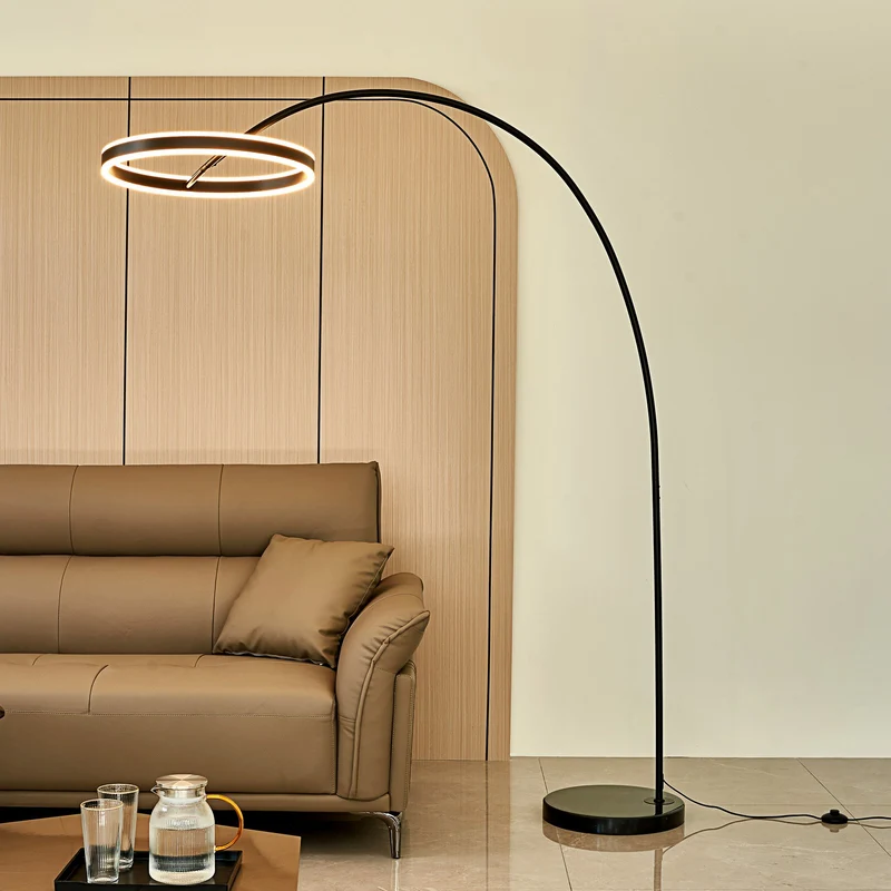 B-Ware Lucande Stehlampe Bogenlampe Yekta LED dimmbar schwarz Wohnzimmerlampe