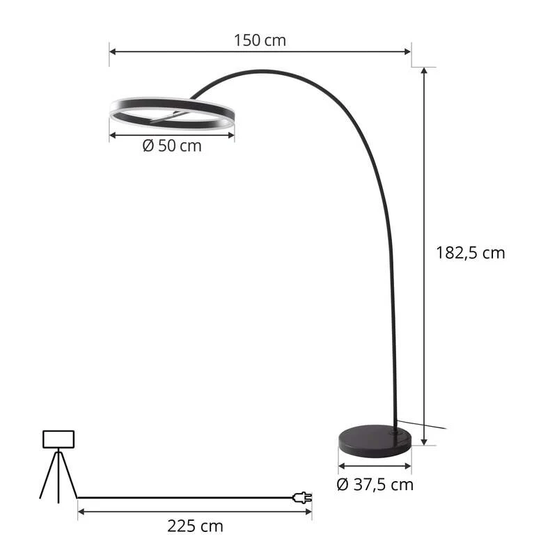 B-Ware Lucande Stehlampe Bogenlampe Yekta LED dimmbar schwarz Wohnzimmerlampe