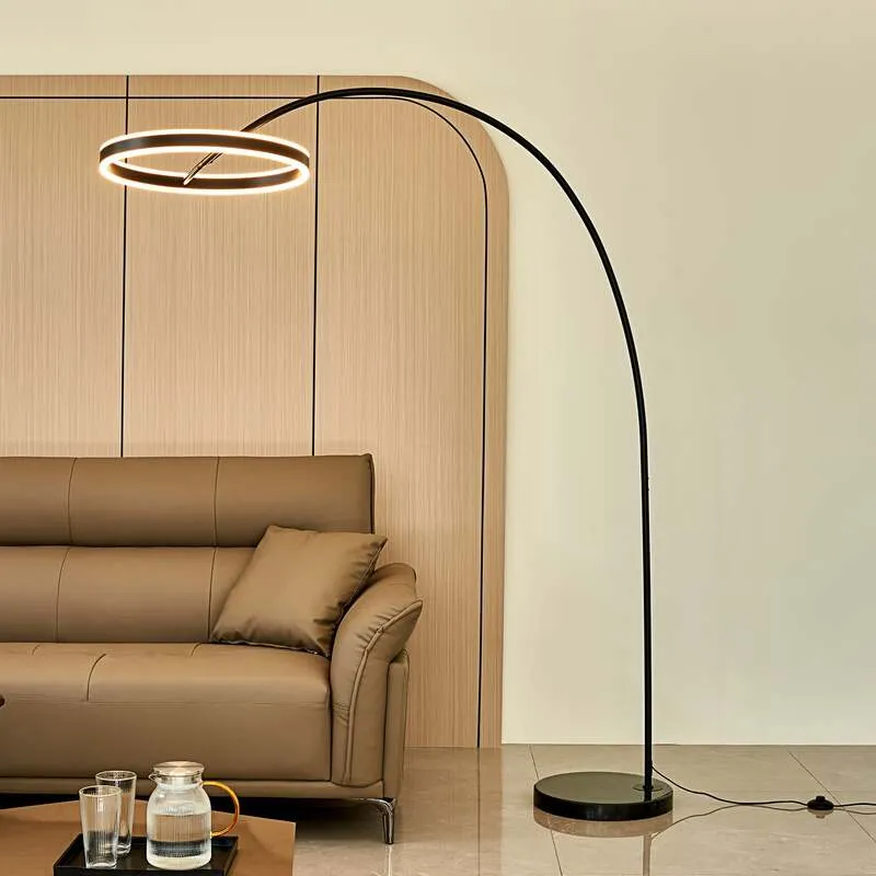 B-Ware Lucande Stehlampe Bogenlampe Yekta LED dimmbar schwarz Wohnzimmerlampe415