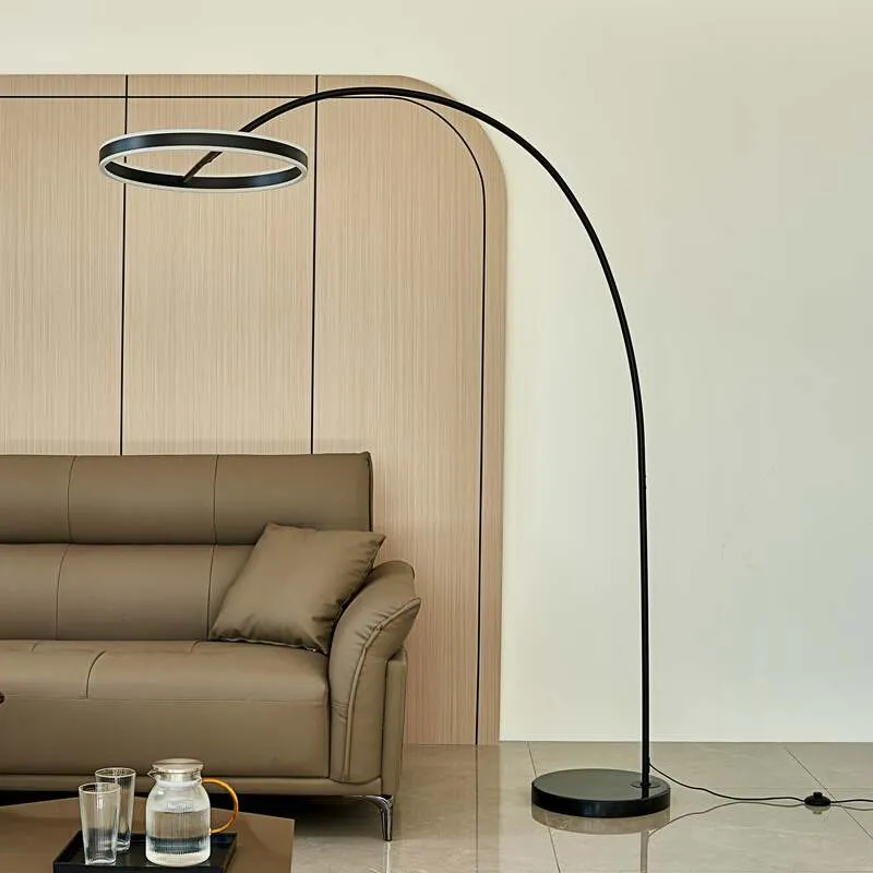 B-Ware Lucande Stehlampe Bogenlampe Yekta LED dimmbar schwarz Wohnzimmerlampe415