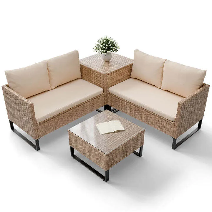 B-Ware Gartenlounge Santorini modulare Polsterlounge für 4 Personen inkl. Kissenbox