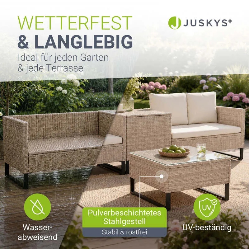 B-Ware Gartenlounge Santorini modulare Polsterlounge für 4 Personen inkl. Kissenbox