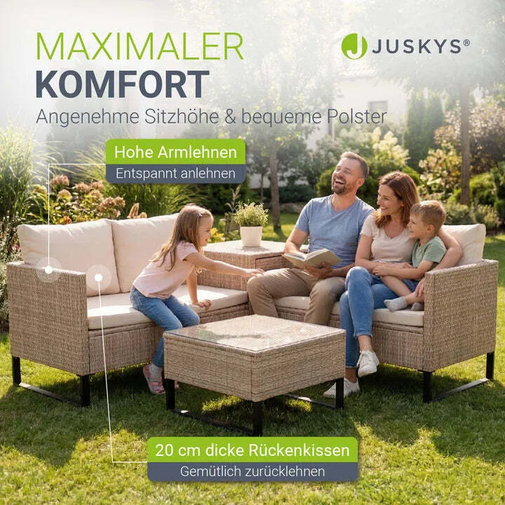 B-Ware Gartenlounge Santorini modulare Polsterlounge für 4 Personen inkl. Kissenbox