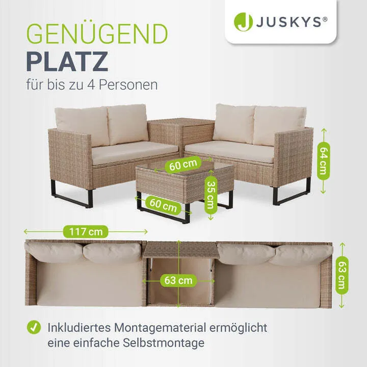 B-Ware Gartenlounge Santorini modulare Polsterlounge für 4 Personen inkl. Kissenbox