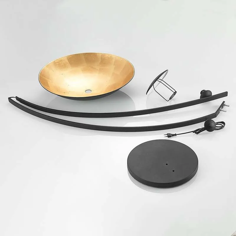 B-Ware Lindby Bogenstehlampe Stehleuchte Emilienne schwarz goldfarben Wohnzimmer La269