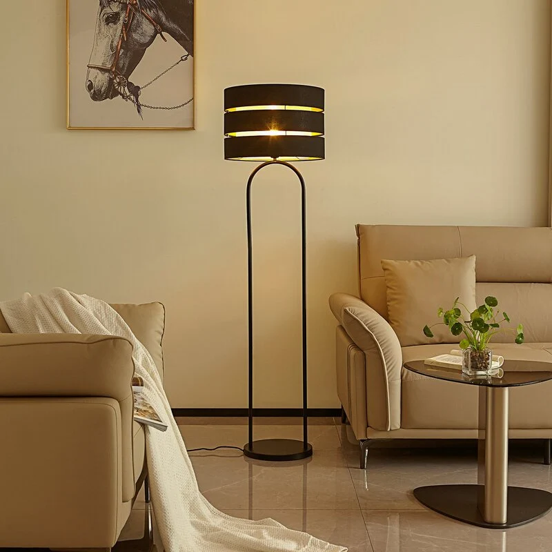B-Ware Lindby Tsomo Stehleuchte Stehlampe Standleuchte Leuchte Lampe Licht Stoff Ø40 cm
