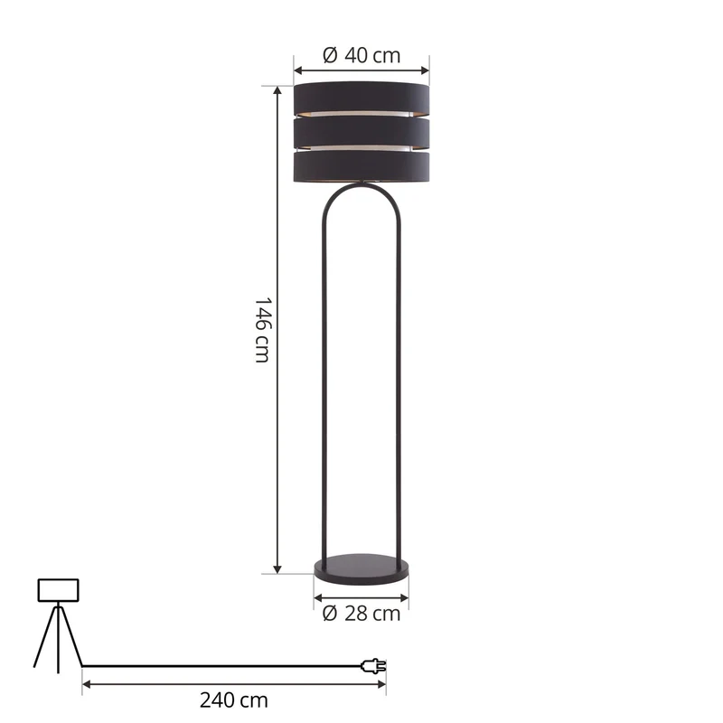 B-Ware Lindby Tsomo Stehleuchte Stehlampe Standleuchte Leuchte Lampe Licht Stoff Ø40 cm