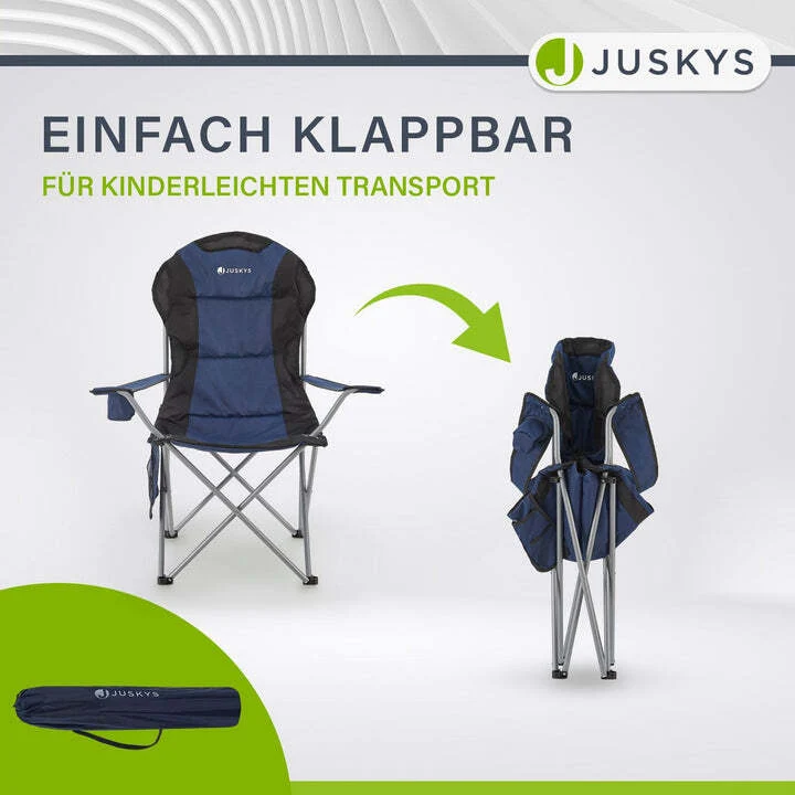 B-Ware Campingstuhl Lido Klappstuhl gepolstert Getränkehalter Tragetasche Dunkelblau