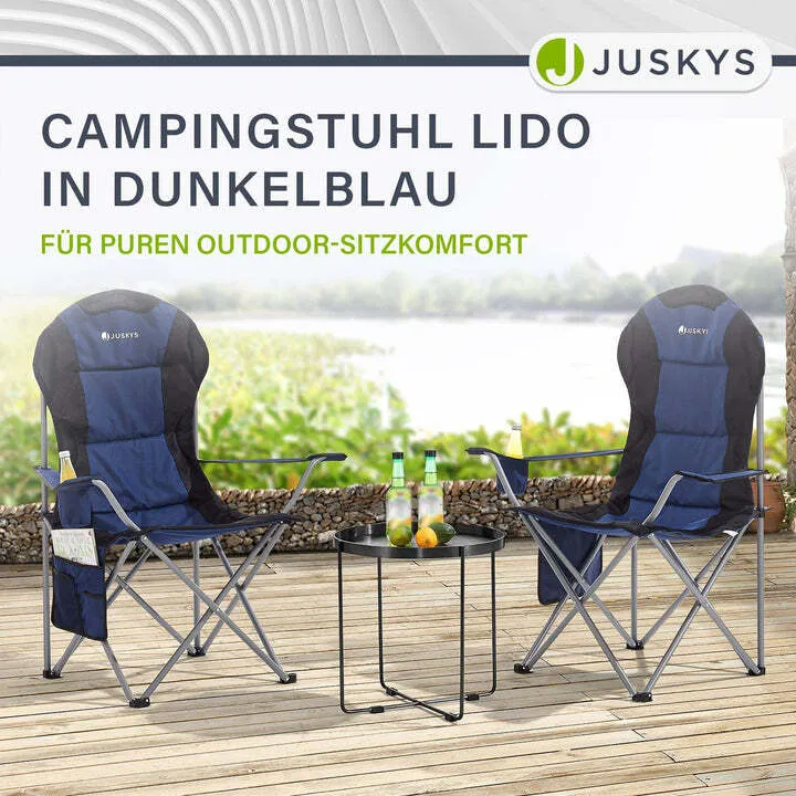B-Ware Campingstuhl Lido Klappstuhl gepolstert Getränkehalter Tragetasche Dunkelblau