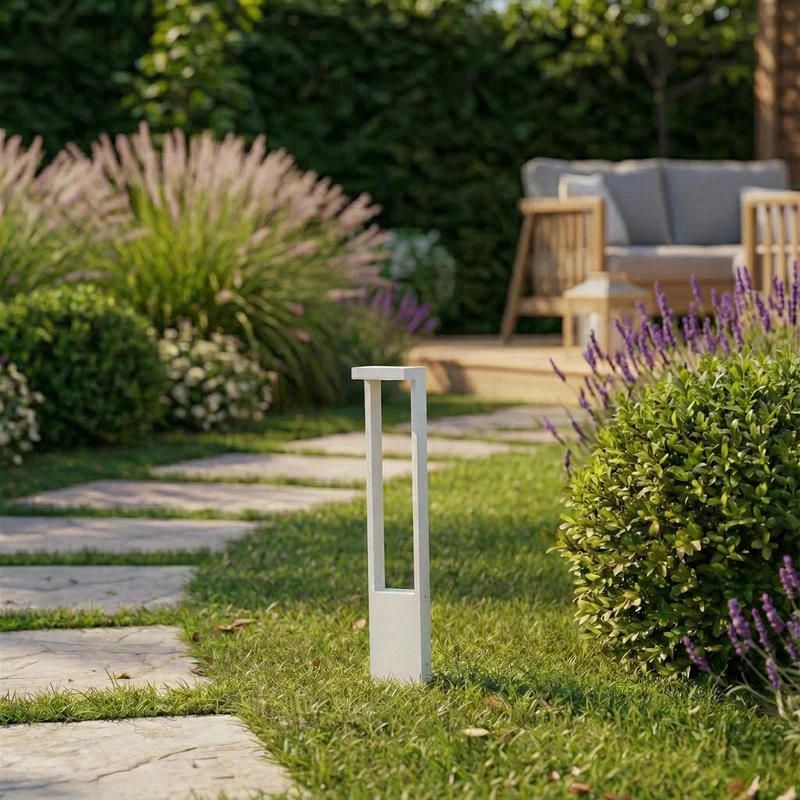 B-Ware Lindby Wegeleuchte Gartenleuchte Lonete LED Pollerleuchte weiß IP65 Höhe 65cm