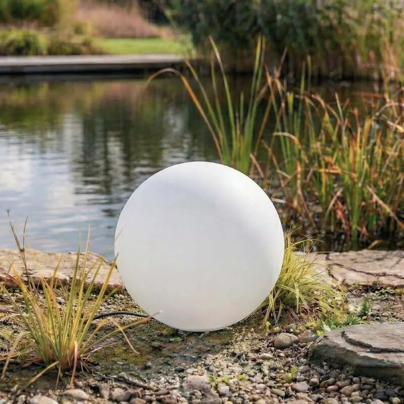 B-Ware Lindby Kugelleuchte Valyra LED Gartenlampe Außenleuchte Ø50cm IP54 Erdspieß weiß