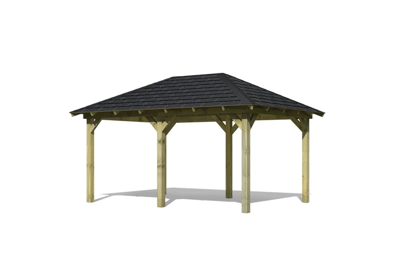 Karibu 4-Eck Pavillon Eco Perida Sparset inkl. Schindeln