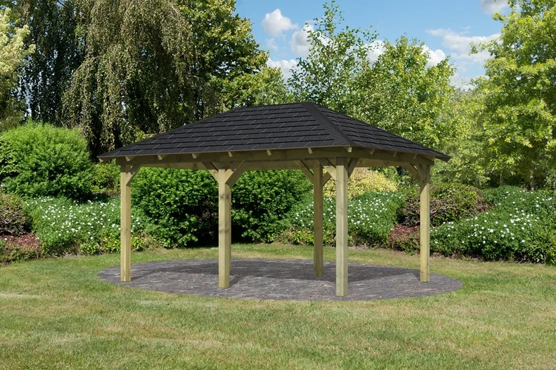 Karibu 4-Eck Pavillon Eco Perida Sparset inkl. Schindeln