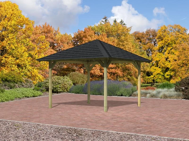 Karibu 4-Eck Pavillon Eco Cordoba Sparset inkl. Schindeln