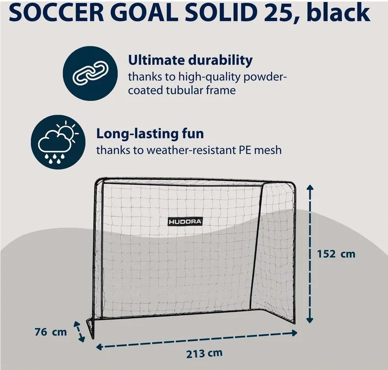B-Ware HUDORA Fußballtor Solid 25 schwarz Fußballtor Kinder ab 6 Jahre 213x152x76 cm
