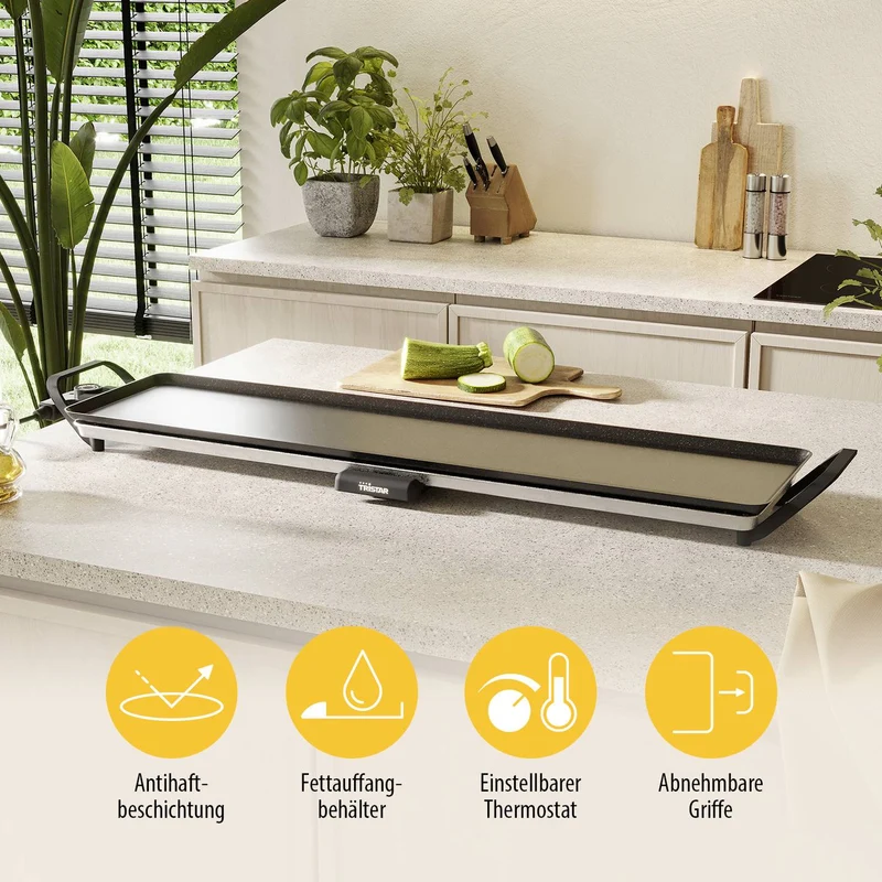 B-Ware Tristar Grillplatte Elektro Grill Grillplatte Schwarz Slim XL BP2669