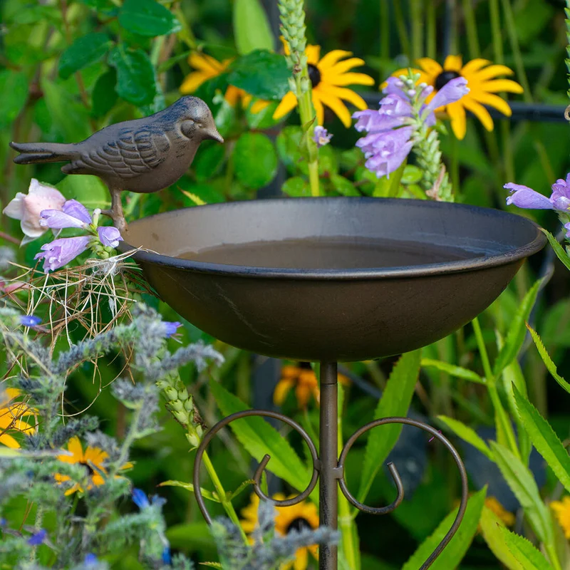 Vogeltränke Metall schwarz-braun mit Stab