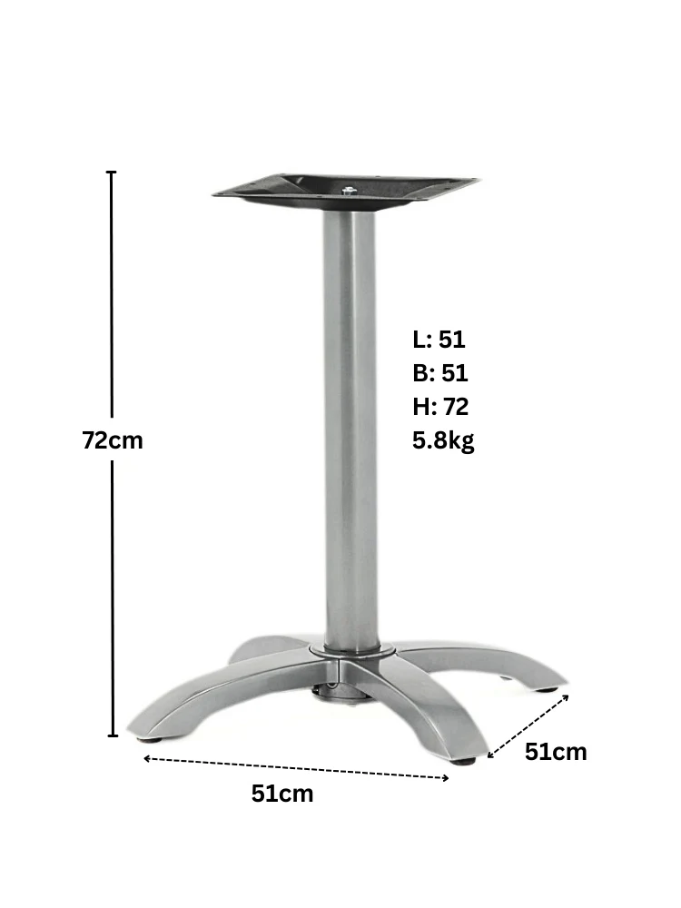 Aluminium Tischgestell Silber Höhe 72 cm