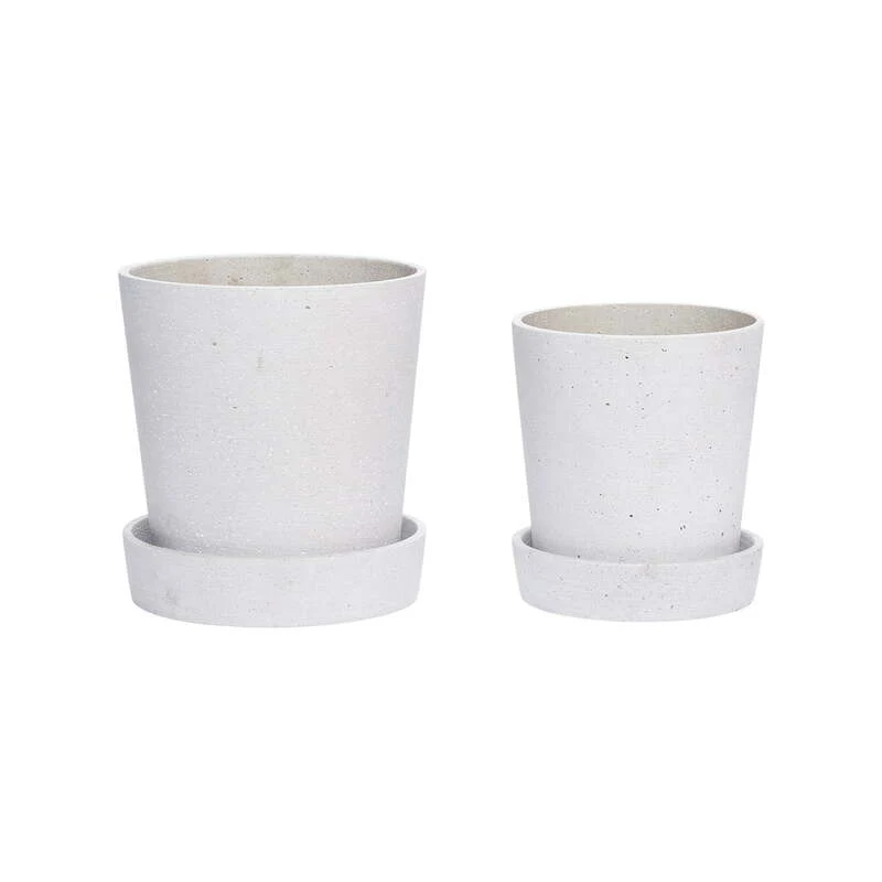 B-Ware Hübsch Interior Pflanztopf Untersetzer klein grau 2-er Set Dekoration Blument336