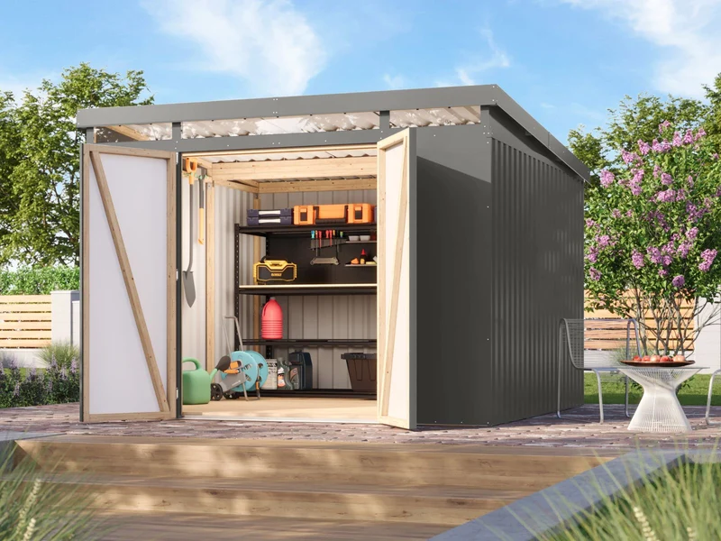 Karibu Metallgerätehaus Iridium 3,5 in Graualuminium